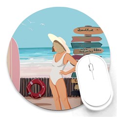Vacation On The Ocean Round Mousepad by SychEva