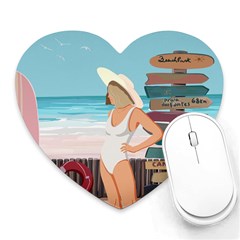 Vacation On The Ocean Heart Mousepad by SychEva