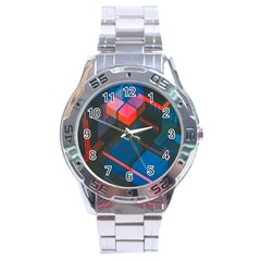 Minimalist Abstract Shaping Abstract Digital Art Minimalism Stainless Steel Analogue Watch by Semog4