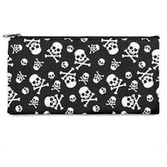 Skull Crossbones Seamless Pattern Holiday-halloween-wallpaper Wrapping Packing Backdrop Pencil Case by Ravend