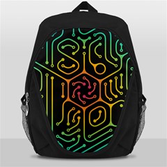 Circuit Hexagonal Geometric Pattern Background Pattern Backpack Bag by Jancukart