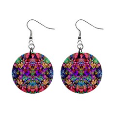Flower Patterns Abstract Pattern Digital Art Mini Button Earrings by Semog4