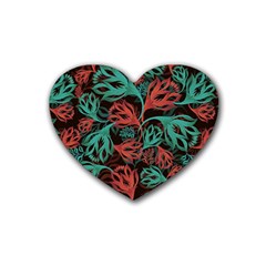 Flower Patterns Ornament Pattern Rubber Heart Coaster (4 Pack) by Semog4