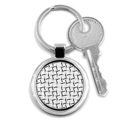 Precision Pursuit: Hunting Motif Black And White Pattern Key Chain (round) by dflcprintsclothing