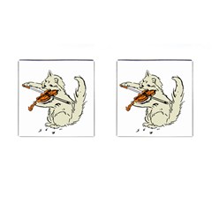 Cat Playing The Violin Art Cufflinks (square) by oldshool