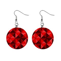 Red Diamond Shapes Pattern Mini Button Earrings by Semog4