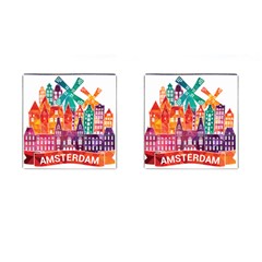 Vector Graphics Amsterdam Silhouette Cufflinks (square) by Salman4z