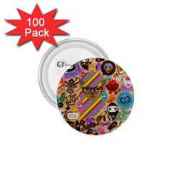 Multicolored Doodle Art Wallpaper 1 75  Buttons (100 Pack)  by Salman4z