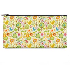 Nature Doodle Art Trees Birds Owl Children Pattern Multi Colored Pencil Case by Salman4z
