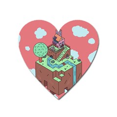 Minimal Digital Cityscape Heart Magnet by Salman4z