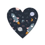 Space Background Illustration With Stars And Rocket Seamless Vector Pattern Heart Magnet Front