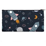 Space Background Illustration With Stars And Rocket Seamless Vector Pattern Pencil Case Back