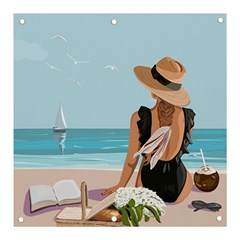 Rest By The Sea Banner And Sign 3  X 3  by SychEva