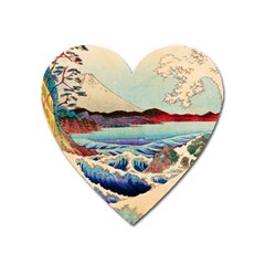 Wave Japanese Mount Fuji Woodblock Print Ocean Heart Magnet by Salman4z