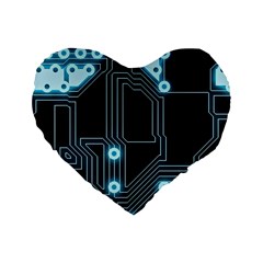 A Completely Seamless Background Design Circuitry Standard 16  Premium Flano Heart Shape Cushions by Amaryn4rt