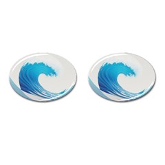 Wave Tsunami Tidal Wave Ocean Sea Water Cufflinks (oval) by Wegoenart
