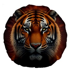Tiger Animal Feline Predator Portrait Carnivorous Large 18  Premium Round Cushions by Uceng