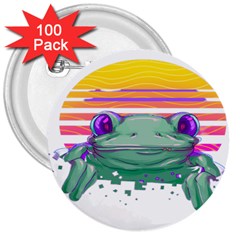 Frog Animal Sun Amphibian Figure Digital Art 3  Buttons (100 Pack)  by Wegoenart
