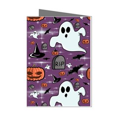 Pumpkin Ghost Witch Hat Halloween Sketch Holiday Mini Greeting Cards (pkg Of 8) by Ravend