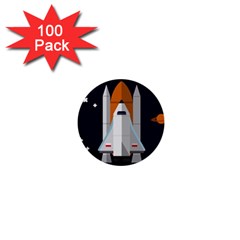 Rocket Space Universe Spaceship 1  Mini Buttons (100 Pack)  by Salman4z