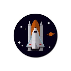Rocket Space Universe Spaceship Rubber Round Coaster (4 Pack) by Salman4z