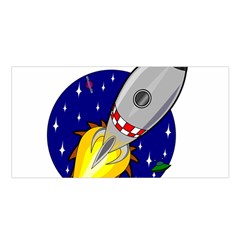 Rocket Ship Launch Vehicle Moon Satin Shawl 45  X 80  by Salman4z