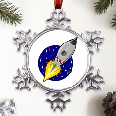 Rocket Ship Launch Vehicle Moon Metal Large Snowflake Ornament by Salman4z