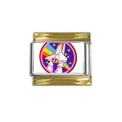 Badge Patch Pink Rainbow Rocket Gold Trim Italian Charm (9mm) by Salman4z
