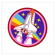 Badge Patch Pink Rainbow Rocket Square Satin Scarf (36  X 36 ) by Salman4z