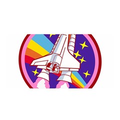 Badge Patch Pink Rainbow Rocket Satin Wrap 35  X 70  by Salman4z