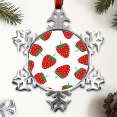 Seamless Pattern Fresh Strawberry Metal Small Snowflake Ornament by Salman4z