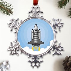 Rocket Shuttle Spaceship Science Metal Large Snowflake Ornament by Salman4z