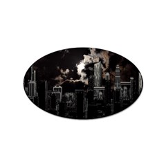 City Night Moon Skyline Skyscraper Sticker Oval (10 Pack) by Salman4z