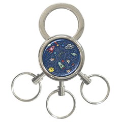Cat Cosmos Cosmonaut Rocket 3-ring Key Chain by Salman4z
