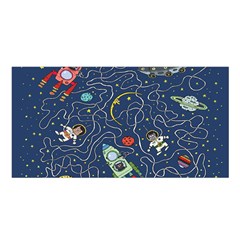 Cat Cosmos Cosmonaut Rocket Satin Shawl 45  X 80  by Salman4z