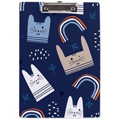 Colorful Cute Cat Seamless Pattern A4 Acrylic Clipboard by Salman4z