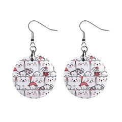 Cute Cat Chef Cooking Seamless Pattern Cartoon Mini Button Earrings by Salman4z