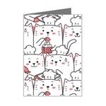 Cute Cat Chef Cooking Seamless Pattern Cartoon Mini Greeting Card Left