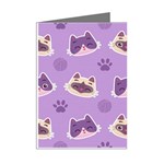 Cute Colorful Cat Kitten With Paw Yarn Ball Seamless Pattern Mini Greeting Cards (Pkg of 8) Right