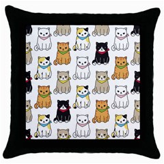 Cat Kitten Seamless Pattern Throw Pillow Case (black) by Salman4z
