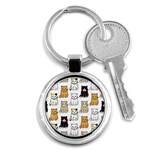 Cat Kitten Seamless Pattern Key Chain (Round) Front