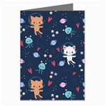 Cute-astronaut-cat-with-star-galaxy-elements-seamless-pattern Greeting Cards (Pkg of 8) Left