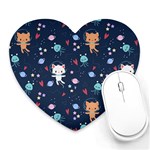 Cute-astronaut-cat-with-star-galaxy-elements-seamless-pattern Heart Mousepad Front