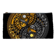 Yin-yang-owl-doodle-ornament-illustration Pencil Case by Salman4z