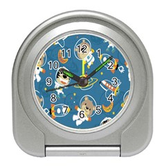 Seamless-pattern-funny-astronaut-outer-space-transportation Travel Alarm Clock by Salman4z