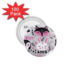 Big-set-with-cute-cartoon-animals-bear-panda-bunny-penguin-cat-fox 1 75  Buttons (100 Pack)  by Salman4z