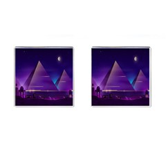 Egyptian-pyramids-night-landscape-cartoon Cufflinks (square) by Salman4z