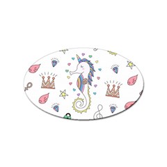 Seamless-pattern-cute-unicorn-cartoon-hand-drawn Sticker (oval) by Salman4z