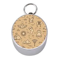Egyptian-seamless-pattern-symbols-landmarks-signs-egypt Mini Silver Compasses by Salman4z