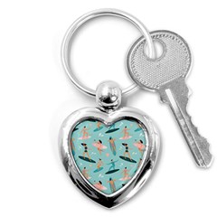 Beach-surfing-surfers-with-surfboards-surfer-rides-wave-summer-outdoors-surfboards-seamless-pattern- Key Chain (heart) by Salman4z
